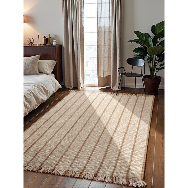 Cremefarbener, handgewebter Jute-Teppich, 160 × 230 cm Harvest Sierra - Elle Decoration-image-1
