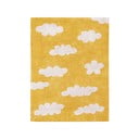 Waschbarer, handgewebter Baumwoll-Kindoteppich in Senffarbe, 120 × 160 cm Clouds Mustard - Lorena Canals