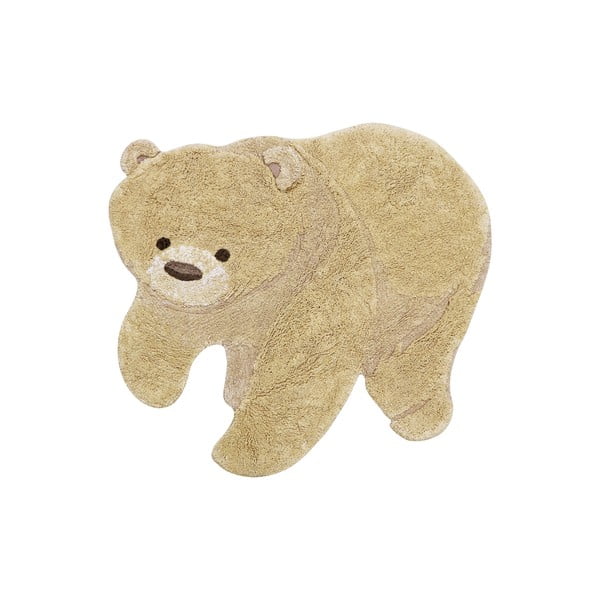 Beiger, waschbarer, handgewebter Baumwoll-Kinderteppich, 120 x 122 cm Bear - Lorena Canals