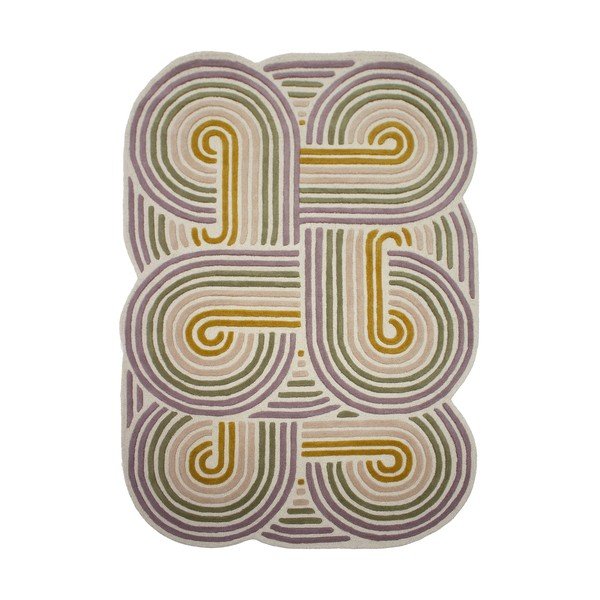 Grüner, handgewebter Wollteppich, 160 × 230 cm Spiral Shaped - Flair Rugs