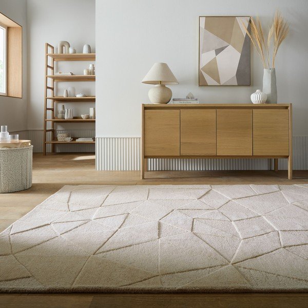 Beiger, handgewebter Wollteppich, 160 × 230 cm Shard - Flair Rugs-image-1