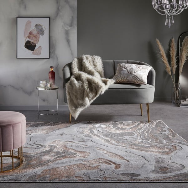 Grau-beiger Teppich, 80 × 150 cm Marbled - Flair Rugs-image-1