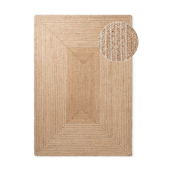 Doppelseitiger/handgewebter Jute-Teppich in Naturfarbe/in hell-naturfarbener Ausführung, 120 x 170 cm Juno - Hanse Home