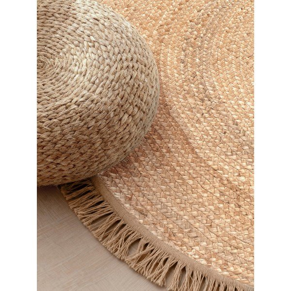 Doppelseitiger/handgewebter runder Jute-Teppich in Naturfarbe, Ø 200 cm Nuru - Hanse Home-image-4