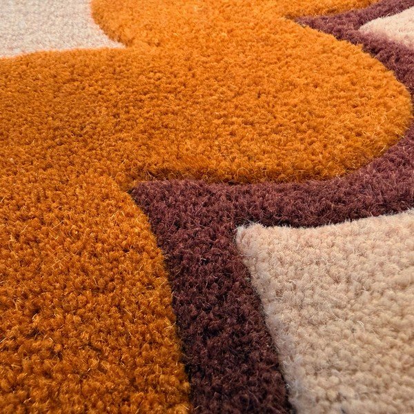 Orangefarbener/naturfarbener, handgewebter Wollteppich, 160 × 230 cm Wiggle Wool - Flair Rugs-image-4