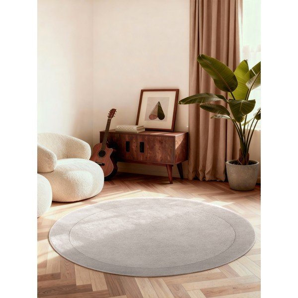 Grauer, handgewebter, runder Teppich mit Wollanteil, Ø 200 cm Kivi - Villeroy&Boch-image-1