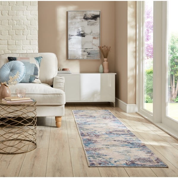 Blau-violetter, waschbarer Läufer mit einem Anteil an recycelten Fasern, 60 x 230 cm Reid - Flair Rugs-image-1