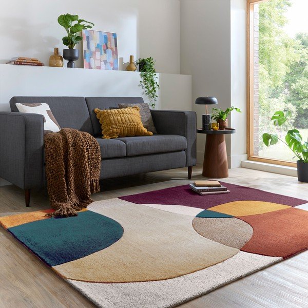 Violetter, handgewebter Wollteppich, 200 × 290 cm Glow Purple Multi - Flair Rugs-image-1