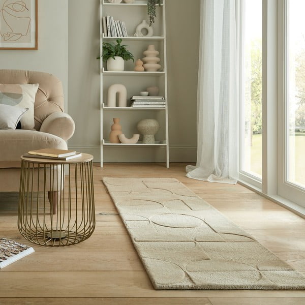 Beiger Wollteppich, Läufer, 60 x 230 cm Gigi - Flair Rugs-image-1
