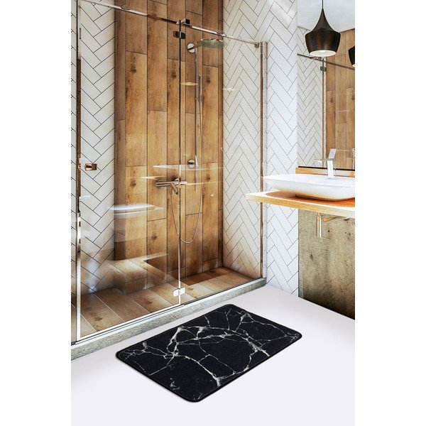 Schwarzer Badezimmerteppich, 40 x 60 cm Marble - Foutastic-image-1