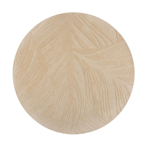 Beiger runder Wollteppich, Durchmesser 160 cm Leaf - Flair Rugs