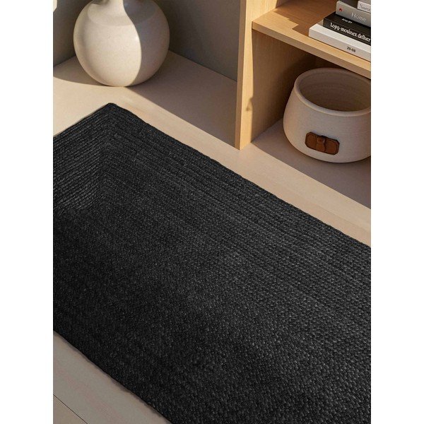 Schwarzer, beidseitig verwendbarer/handgewebter Jute-Läufer, 80 x 200 cm Juno - Hanse Home-image-2