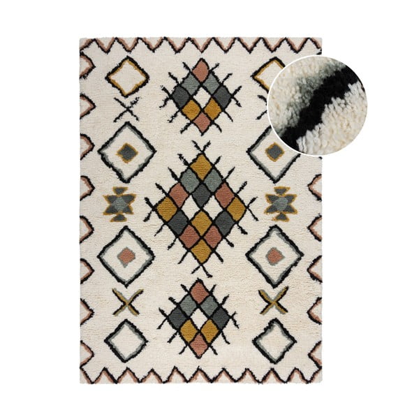 Cremefarbener, handgewebter Wollteppich, 160 x 230 cm Moroccan Midar - Flair Rugs