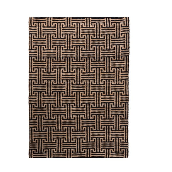 Schwarzer/naturfarbener, handgewebter Teppich mit Juteanteil, 120 x 170 cm Meander Jute - Flair Rugs