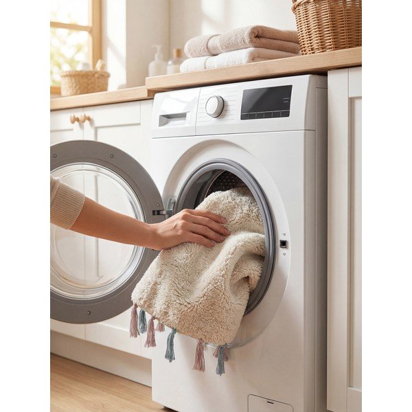 Cremefarbener, waschbarer/handgewebter Baumwollteppich für Kinder, Ø 160 cm Snuggle Sunna - Hanse Home-image-3