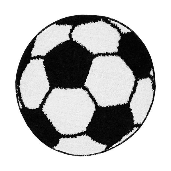 Weiß/schwarzer, waschbarer Kinderteppich, Ø 62 cm It's a Goal - Catherine Lansfield