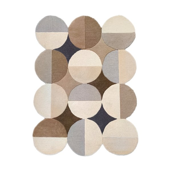 Grau-beiger, handgewebter Wollteppich, 200 × 290 cm Mia Ellipse - Flair Rugs