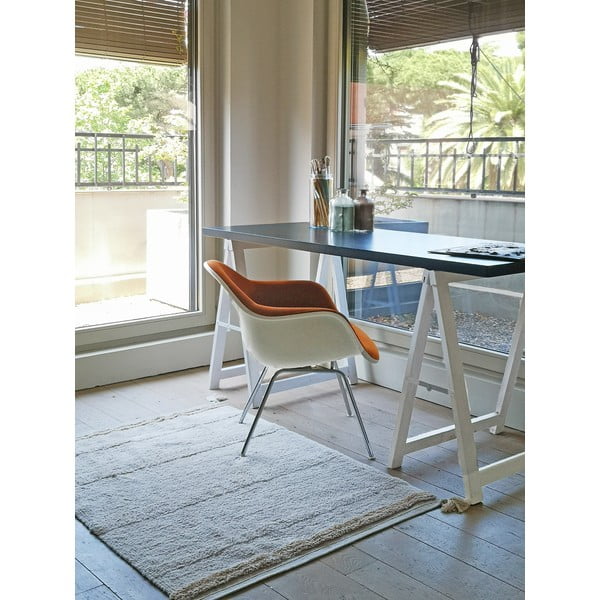 Cremefarbener, waschbarer, handgewebter Baumwollteppich, 90 x 130 cm Bloom Natural - Lorena Canals-image-1