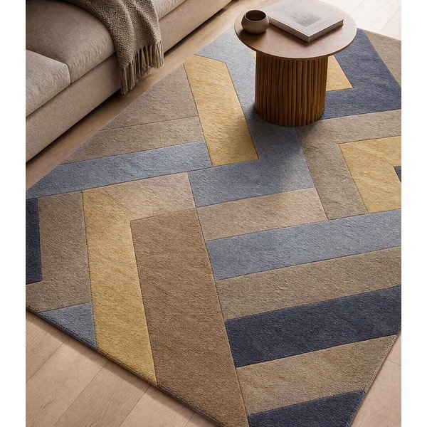 Gelb-grauer, handgewebter Wollteppich, 160 × 230 cm Reef - Asiatic Carpets-image-1