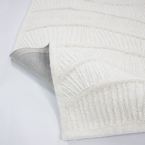 Weißer, handgewebter Teppich mit Wollanteil, 160 × 230 cm Sculptured Wave - Flair Rugs-image-3