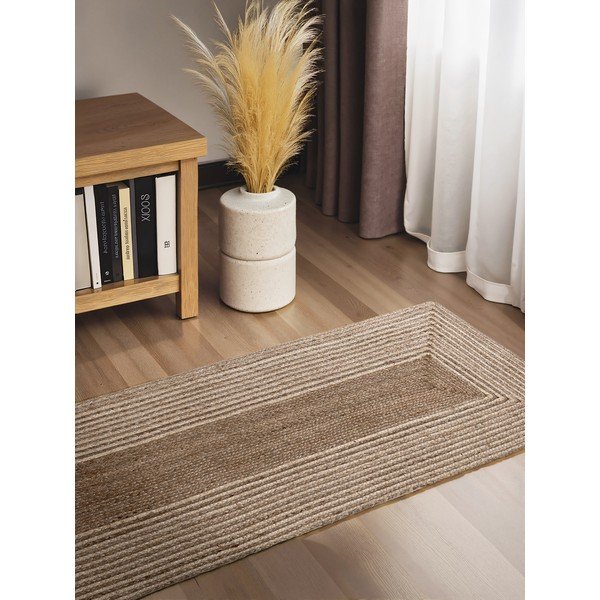 Doppelseitiger/handgewebter Jute-Läufer in hellem Naturton/in dunklem Naturton, 80 x 300 cm Juno - Hanse Home-image-1