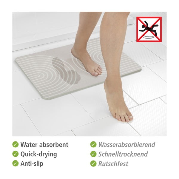 Beigefarbener Badezimmerteppich aus Kieselgur, 39 x 60 cm Nazca - Wenko-image-4