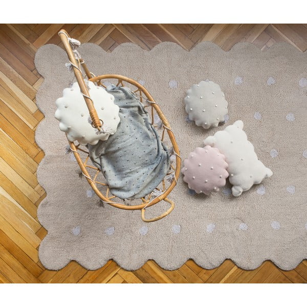 Beiger, waschbarer, handgewebter Baumwollteppich für Kinder, 120 x 160 cm Biscuit Beige - Lorena Canals-image-1
