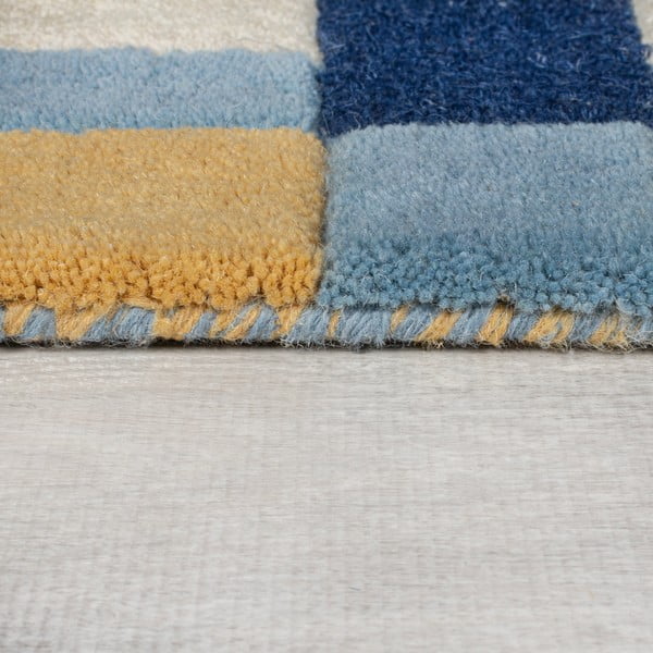 Blauer, handgewebter Läufer aus Wolle, 60 x 230 cm Kai Wool Border - Flair Rugs-image-4