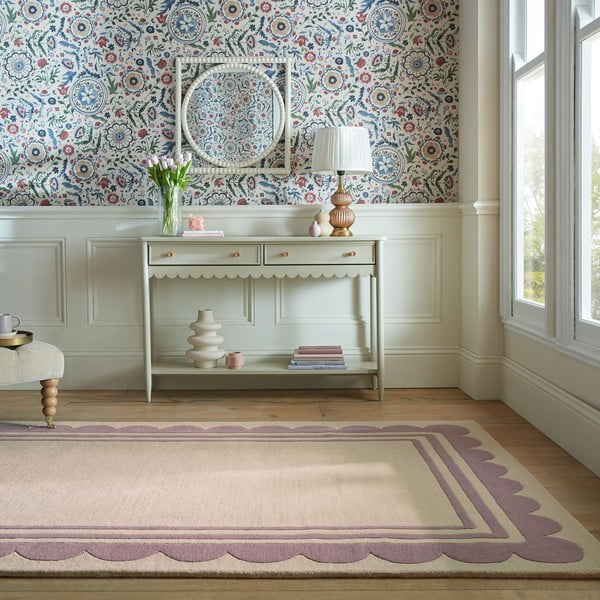 Handgewebter Wollteppich in den Farben Violett und Natur, 160 x 230 cm Lois Scallop - Flair Rugs-image-1