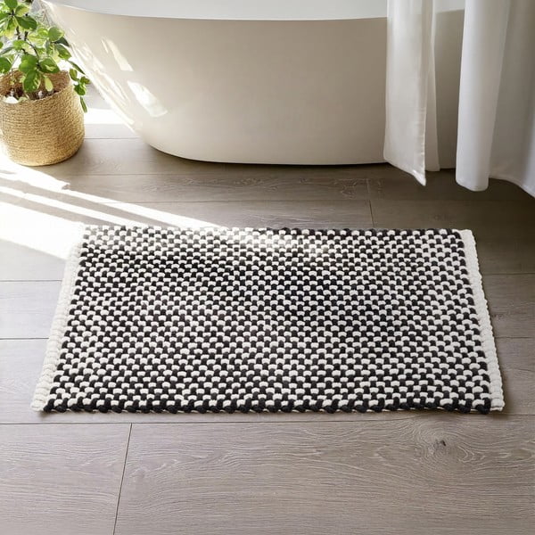 Schwarz-weißer Textil-Badezimmerteppich, 50 x 80 cm Covelo - Wenko-image-1
