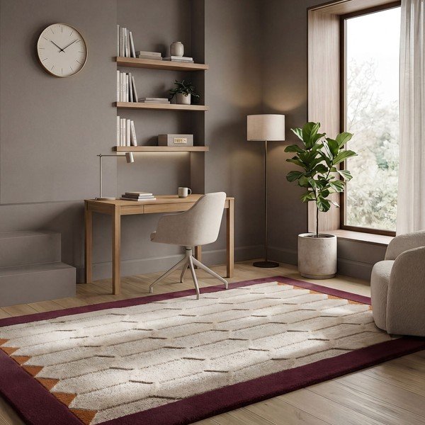 Weinrot/in Naturfarbe, handgewebter Wollteppich, 200 × 290 cm Apex Border Wool - Flair Rugs-image-2