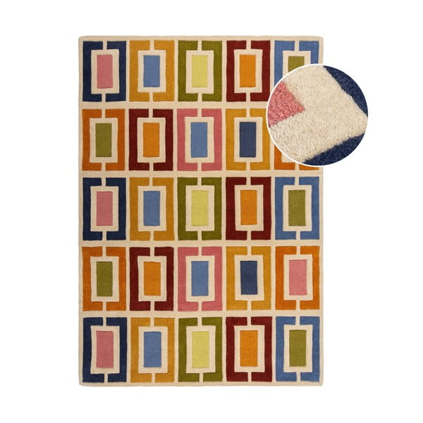 Handgewebter Wollteppich, 160 × 230 cm Retro Blocks - Flair Rugs