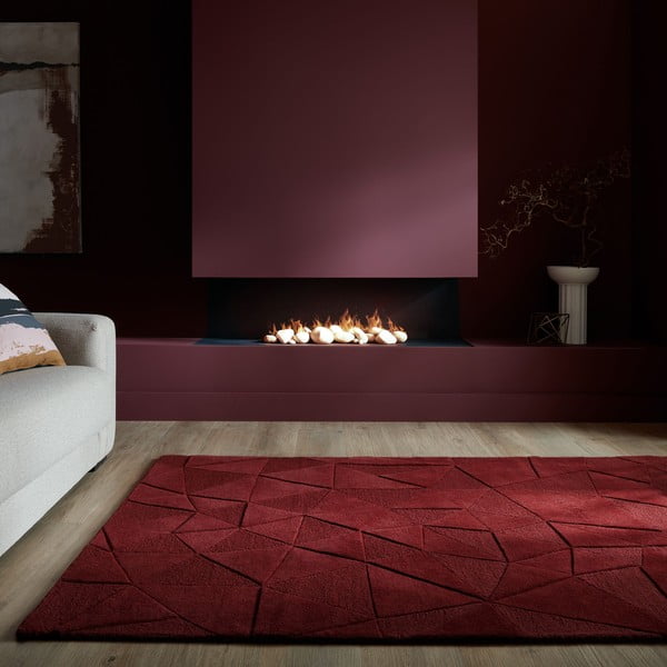 Weinroter, handgewebter Wollteppich, 160 × 230 cm Shard Red - Flair Rugs-image-1