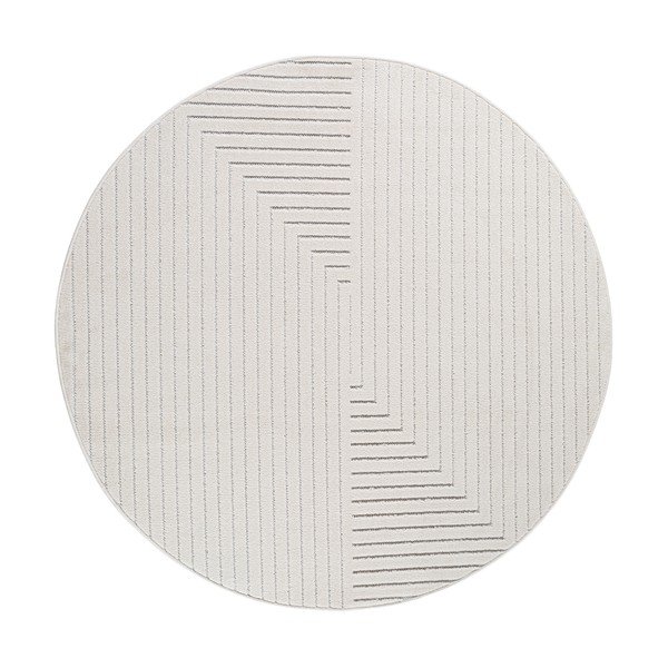 Cremefarbener, runder Teppich für den Innen- und Außenbereich, Ø 120 cm Nova 1202 - Ayyildiz Carpets