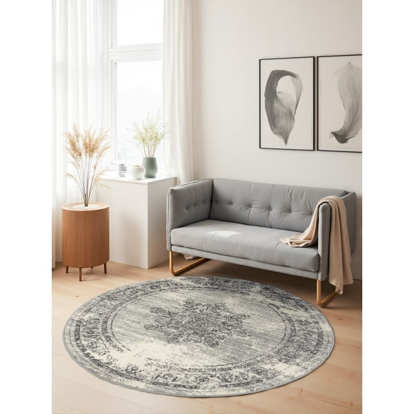 Grau-cremefarbener runder Teppich, Ø 160 cm Gloria Lydia - Hanse Home-image-2