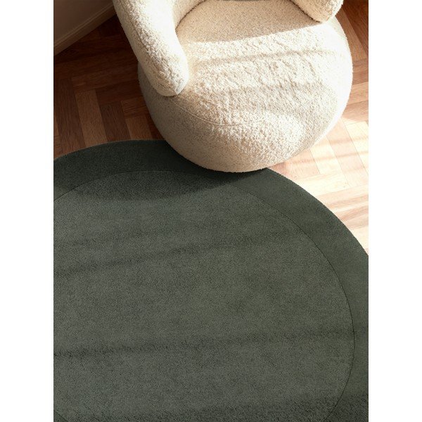 Dunkelgrüner, handgewebter, runder Teppich mit Wollanteil, Ø 200 cm Kivi - Villeroy&Boch-image-2