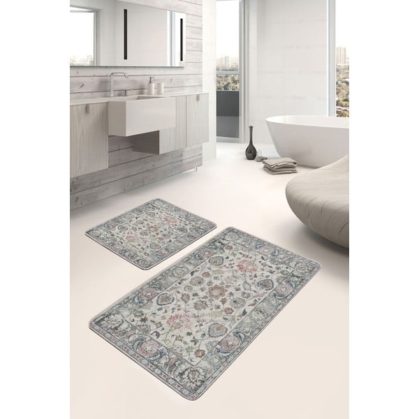 Graue Badezimmerteppiche im 2er-Set, 60 x 100 cm - Mila Home-image-1
