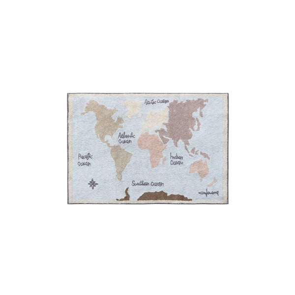 Waschbarer, handgewebter Baumwoll-Kinderteppich, 140 x 200 cm Vintage Map - Lorena Canals