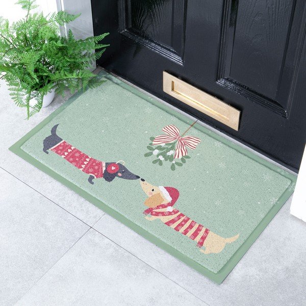 Fußmatte recycelter Kunststoff Weihnachten 40x70 cm Christmas Sausage Dogs – Artsy Doormats-image-1