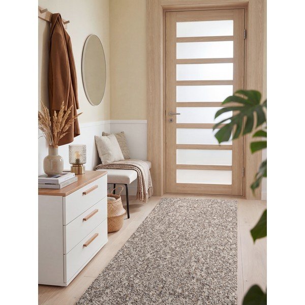 Grauer, waschbarer Läufer, 80 × 240 cm Rocco Taupe - Elle Decoration-image-1