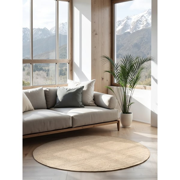 Cremefarbener, runder Jute-Teppich, Durchmesser 200 cm Bouclé Jaipur - Hanse Home-image-1