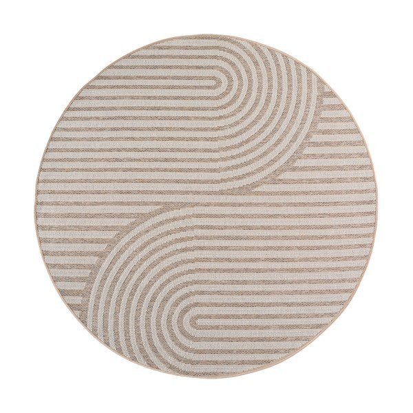 Beiger runder Teppich für den Innen- und Außenbereich, Ø 120 cm Desert 1301 - Ayyildiz Carpets