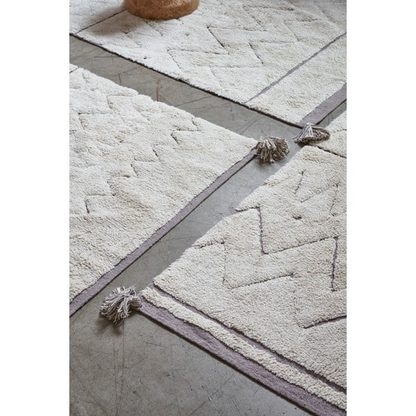 Cremefarbener, waschbarer, handgewebter Baumwollteppich, 90 x 130 cm Azteca - Lorena Canals-image-3