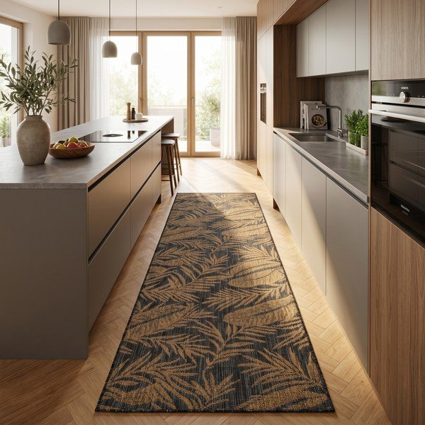 Schwarze/braune Lauffläche für drinnen und draußen, 80 × 250 cm Mira 1451 - Ayyildiz Carpets-image-1