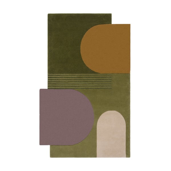 Grüner, handgewebter Wollteppich, 120 × 180 cm Lozenge - Flair Rugs