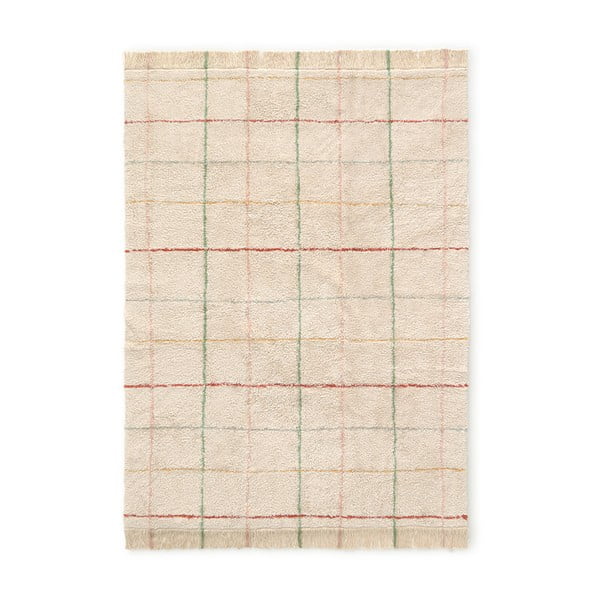 Cremefarbener, waschbarer, handgewebter Baumwollteppich, 140 x 200 cm Color Lines - Lorena Canals