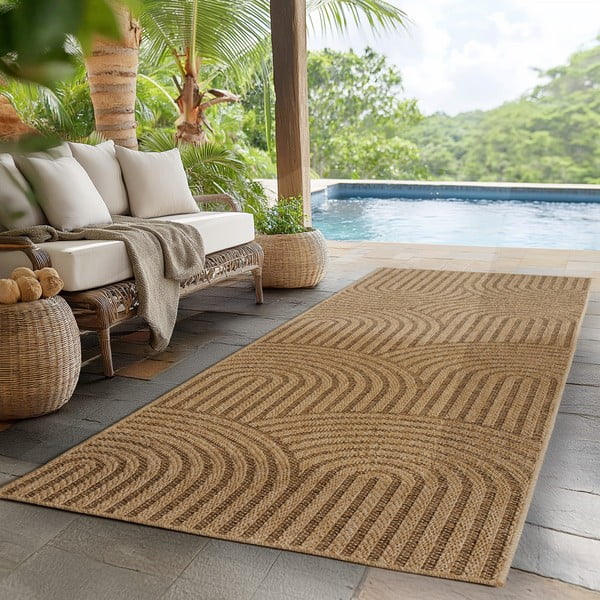 Braune Lauffläche für den Innen- und Außenbereich, 80 × 250 cm Timber 1401 - Ayyildiz Carpets-image-1