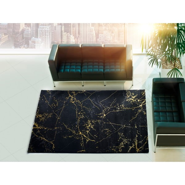 Schwarzer/in Gold Teppich 140x200 cm Gold Marble – Universal-image-1