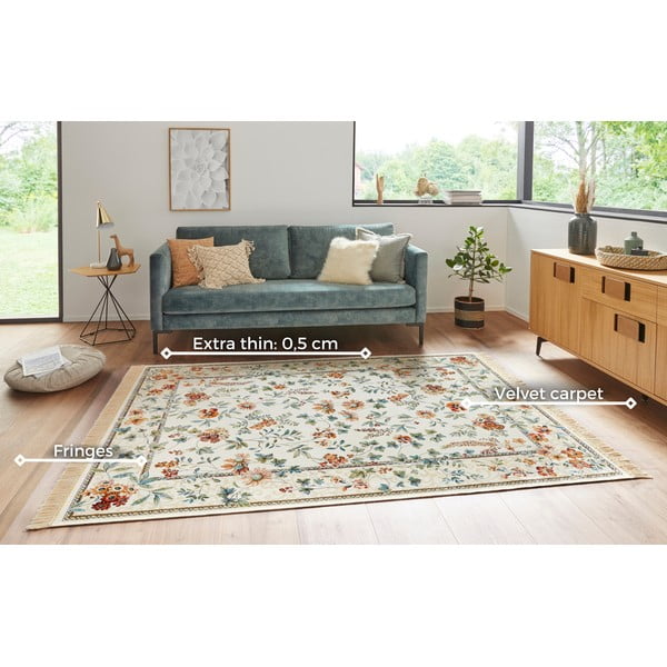 Cremefarbener Viskose-Teppich, 195 × 300 cm Oriental Flowers - Hanse Home-image-3