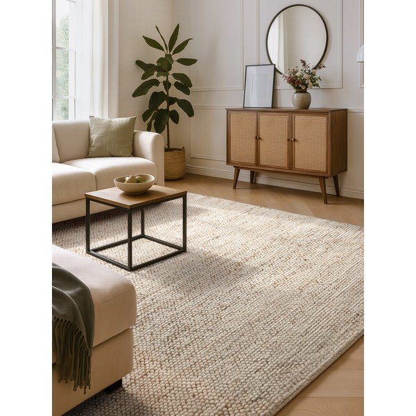 Beiger, handgewebter Teppich mit Wollanteil, 120 × 180 cm Peas - Villeroy&Boch-image-1